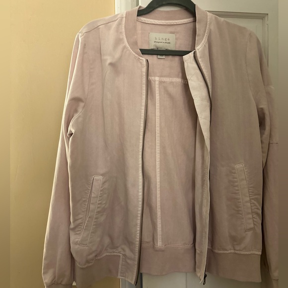 Dusty Pink HINGE Bomber Jacket with Arm Pocket - Picture 5 of 8